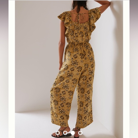 NWT Anthropologie KOPAL Myra Small jumpsuit wide leg, ruffled off shoulder Sz S - Picture 7 of 12